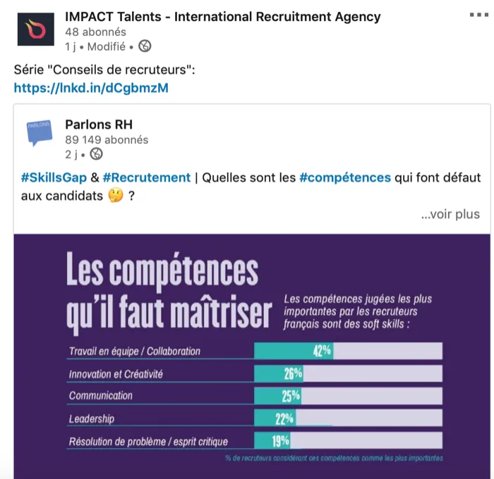 LinkedIn post: Les compétences qu'il faut maîtriser