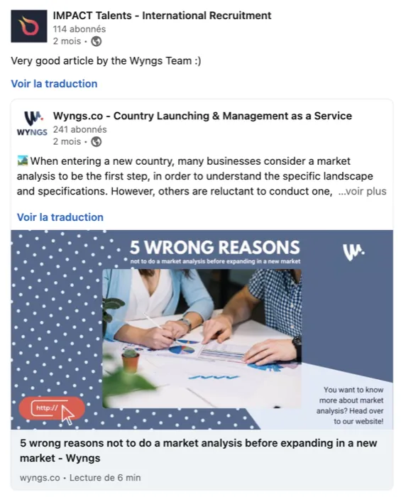 LinkedIn post: 5 wrong reasons not to do a market analysis before expanding to a new country